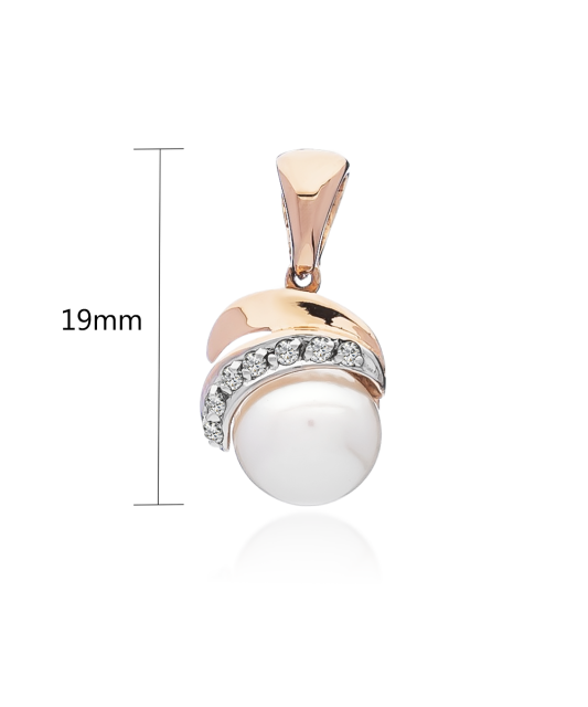 Gold Pearl Pendant and zircons