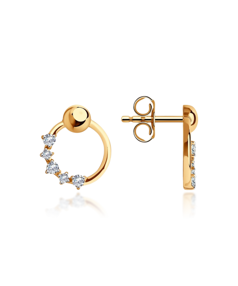Gold earrings with zircons
