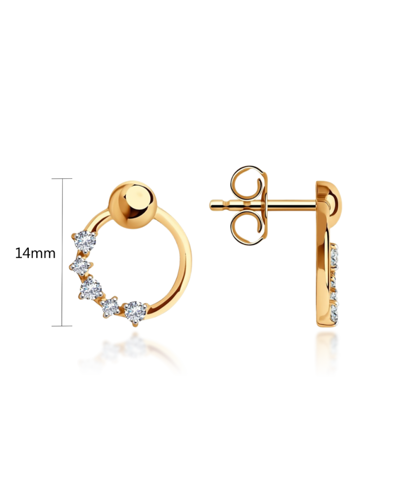 Gold earrings with zircons