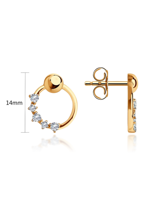 Gold earrings with zircons