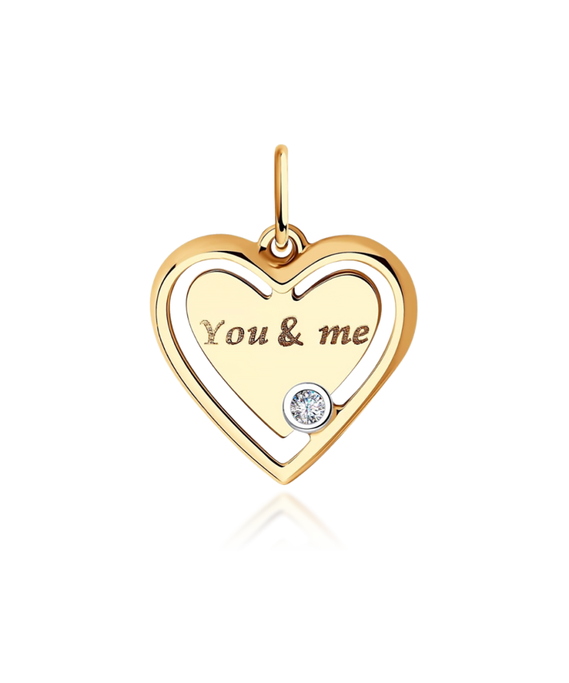 Gold pendant with zirconium heart