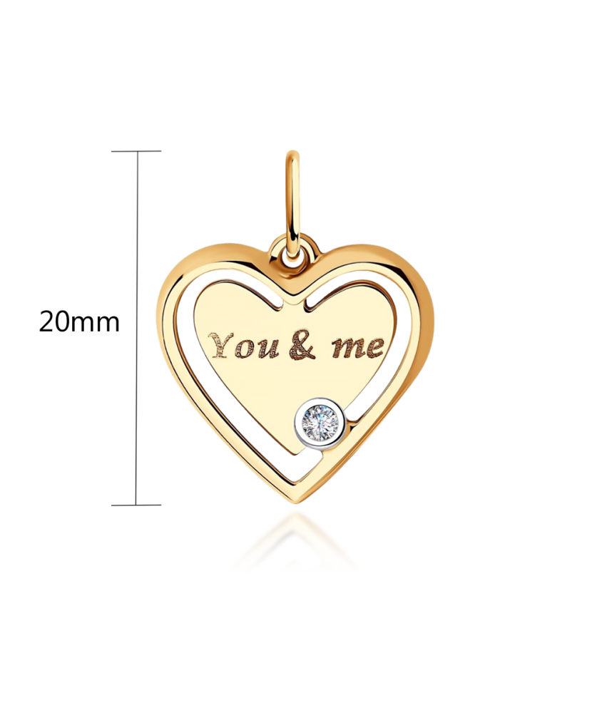 Gold pendant with zirconium heart