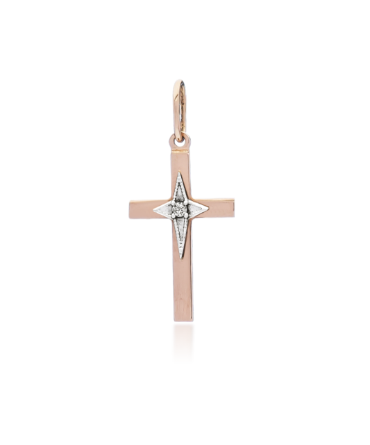 Gold pendant with zirconium "cross"