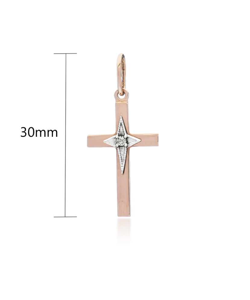 Gold pendant with zirconium "cross"