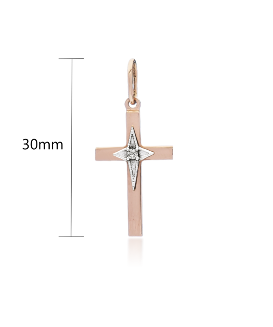Gold pendant with zirconium "cross"