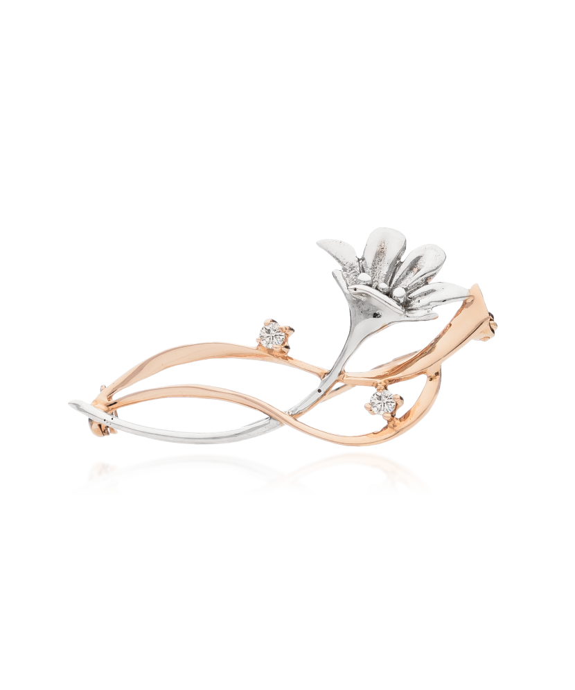 Auksinė Sagė Su Cirkoniais "Gėlė"  - Goldinga