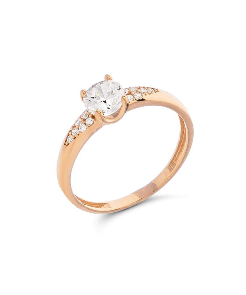 Gold ring with zircons