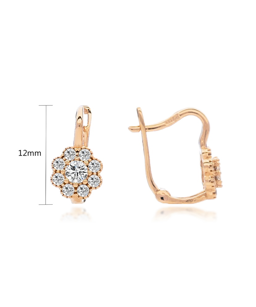 Auksiniai vaikiški auskarai su cirkoniais "Gėlytės"  - Goldinga