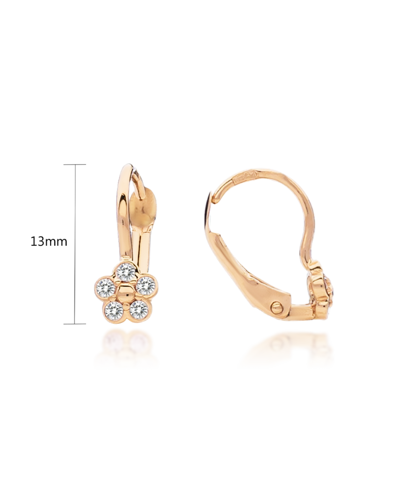 Auksiniai vaikiški auskarai su cirkoniais "Gėlytės"  - Goldinga