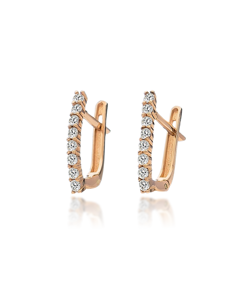 Gold earrings with zircons