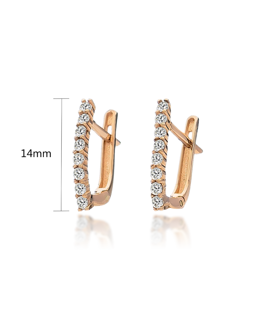 Gold earrings with zircons