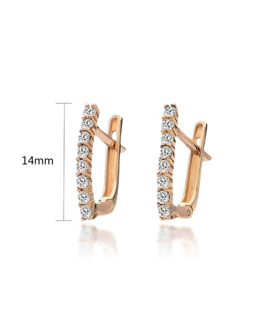 Gold earrings with zircons
