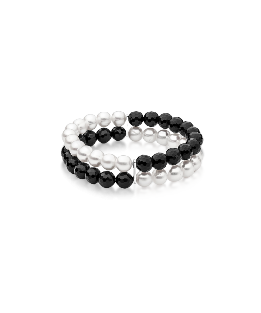 Bracelet with pearls, onyx and silver