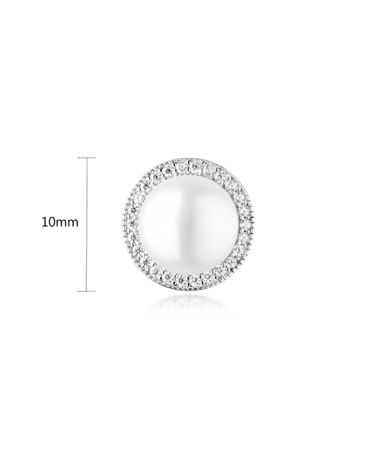 Sterling silver pendant with pearl and zircons