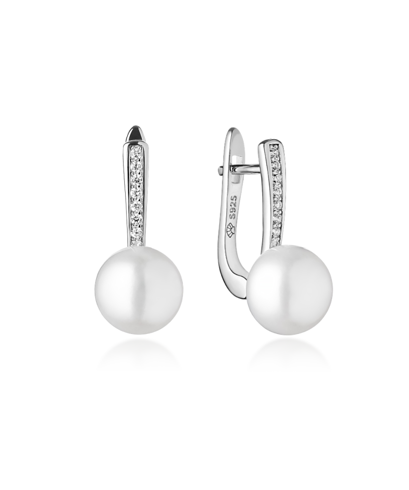 Sterling silver earrings with pearls and zircons