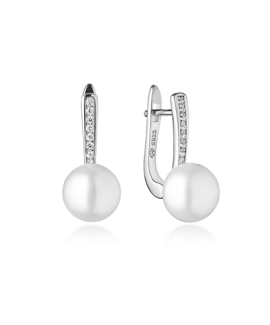 Sterling silver earrings with pearls and zircons