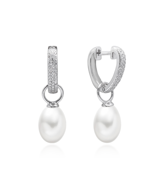 Sterling silver earrings with pearls and zircons