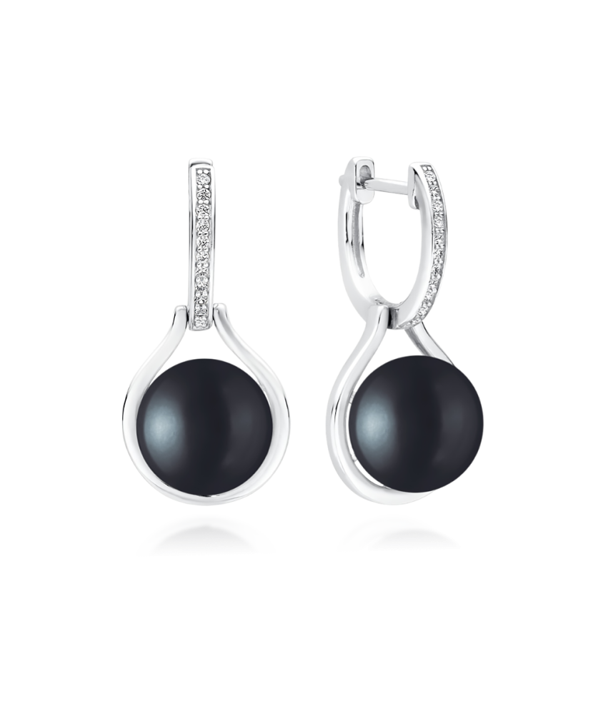 Sterling silver earrings with pearls and zircons