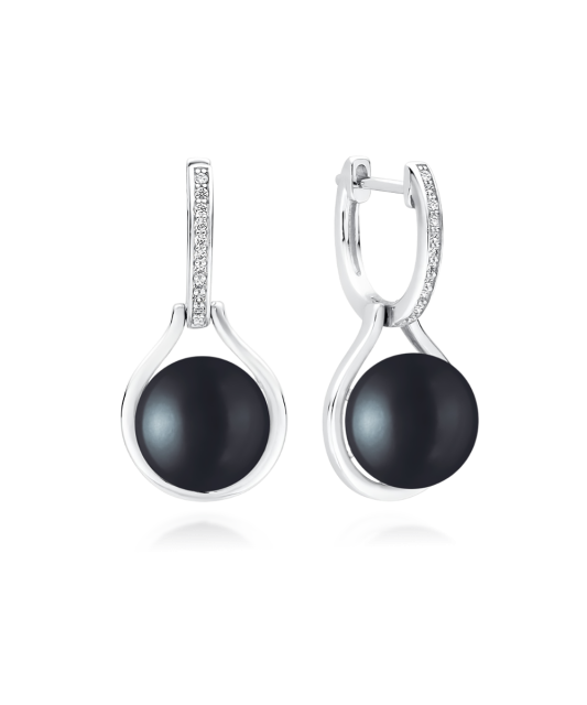 Sterling silver earrings with pearls and zircons