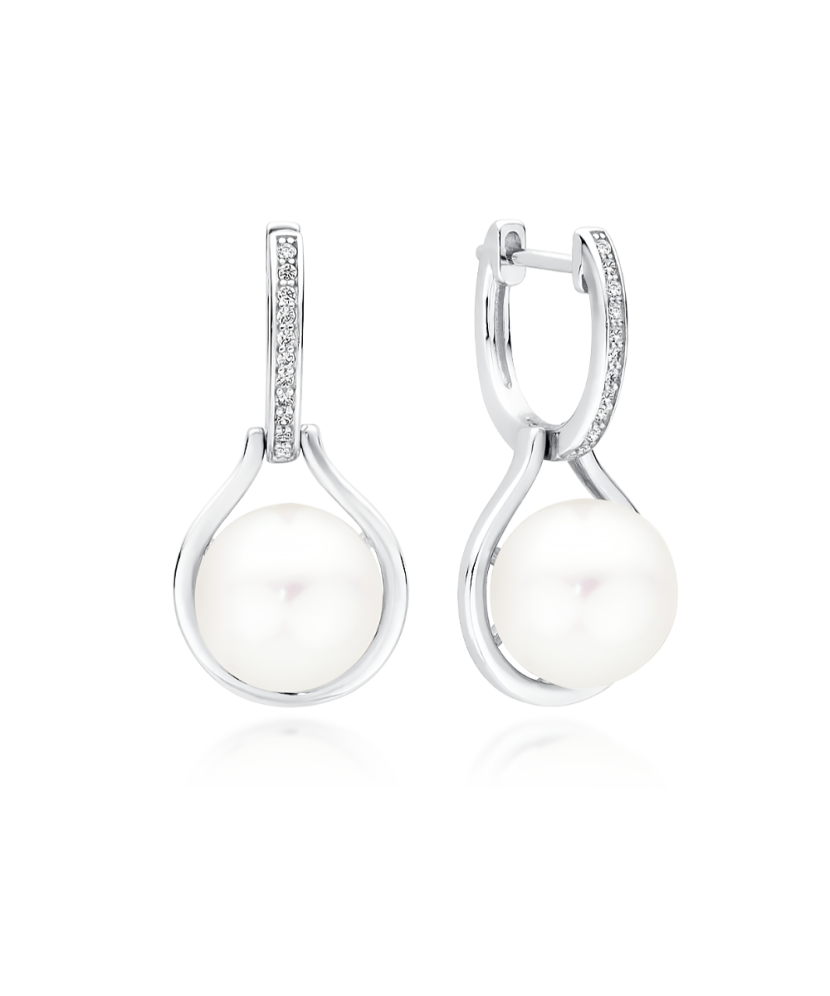 Sterling silver earrings with pearls and zircons