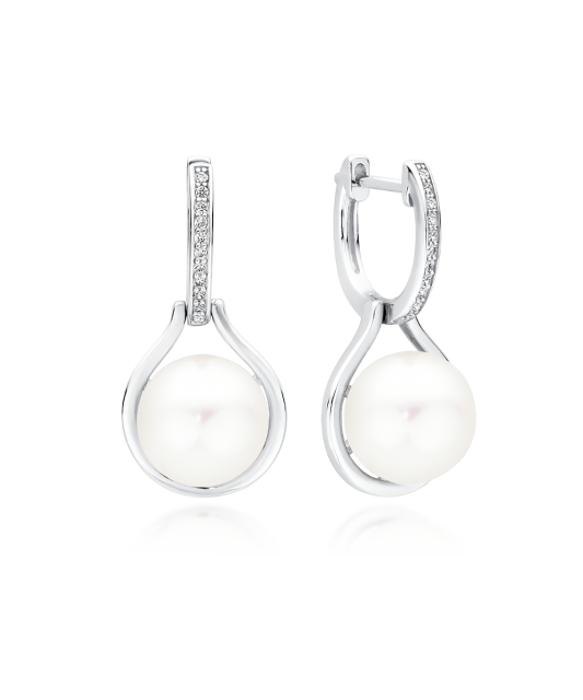 Sterling silver earrings with pearls and zircons