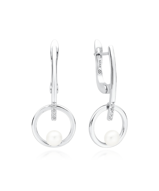 Sterling silver earrings with pearls and zircons