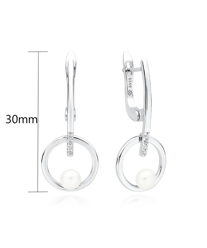 Sterling silver earrings with pearls and zircons