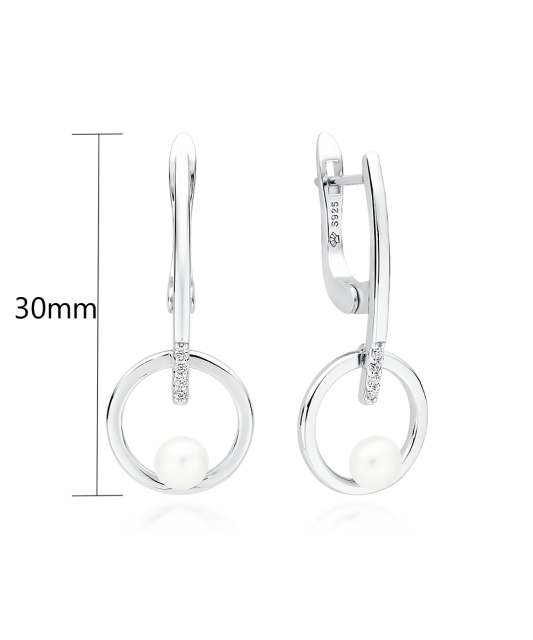 Sterling silver earrings with pearls and zircons