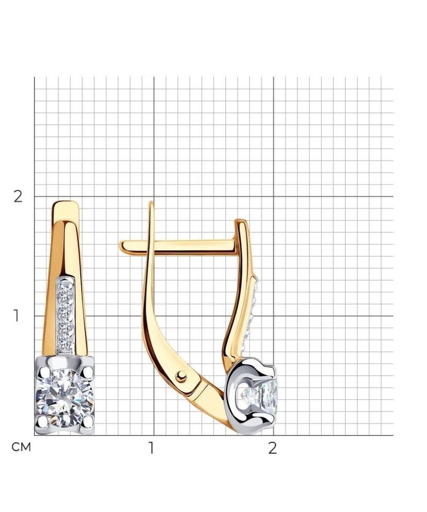 Gold earrings with zircons