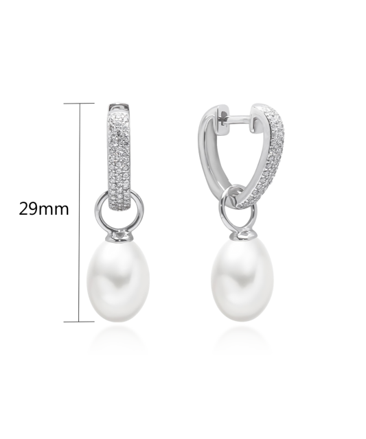 Sterling silver earrings with pearls and zircons