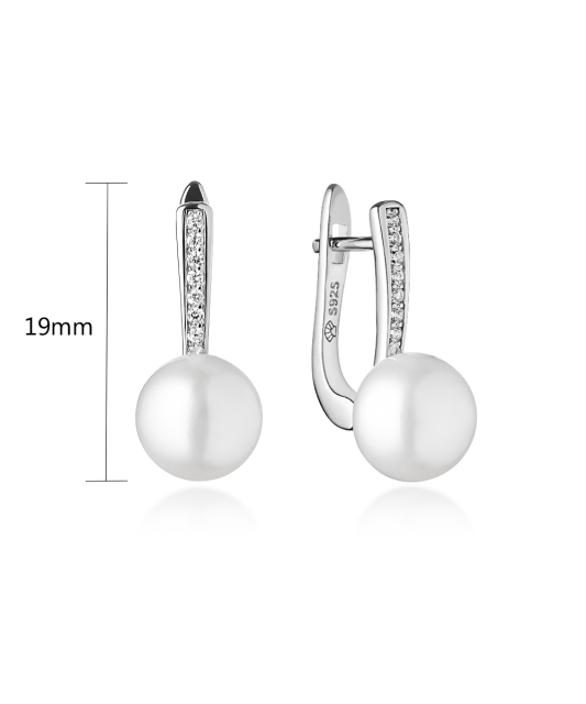 Sterling silver earrings with pearls and zircons