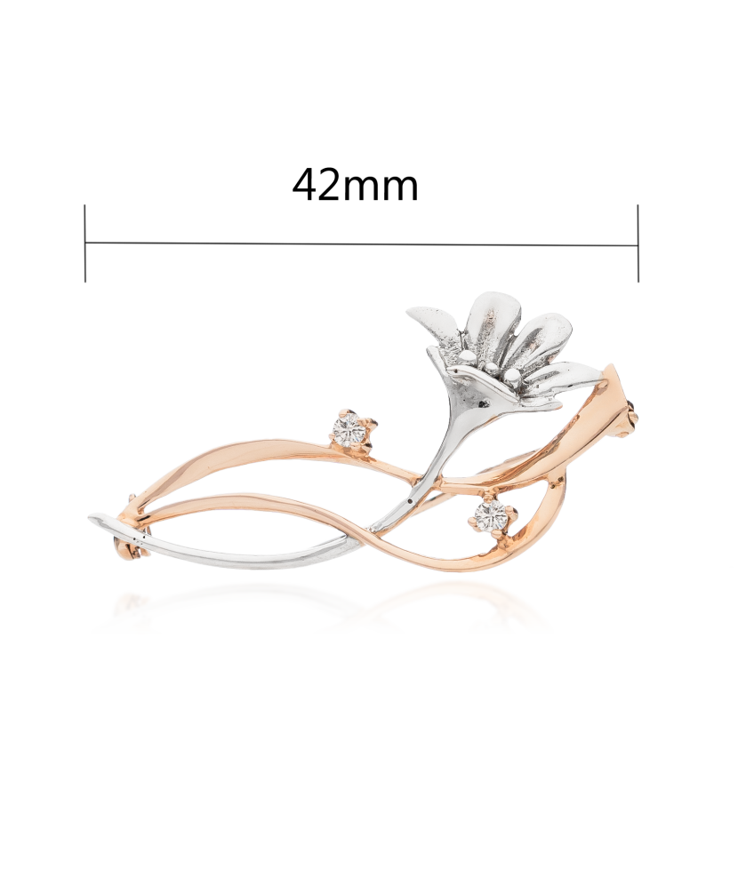 Gold brooch with zircons "flower"