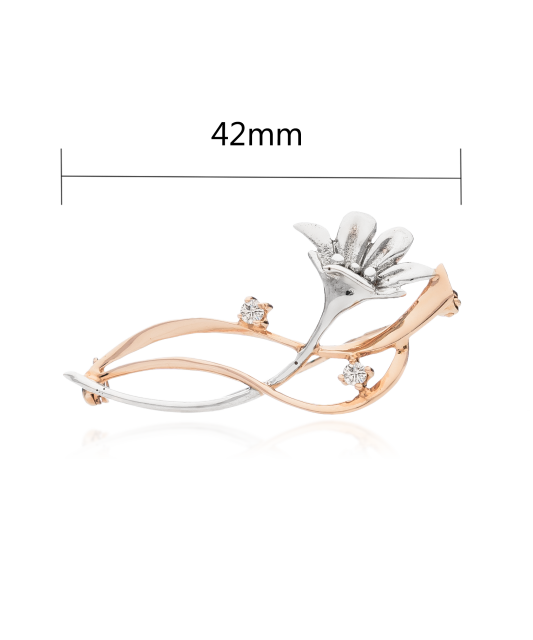 Gold brooch with zircons "flower"