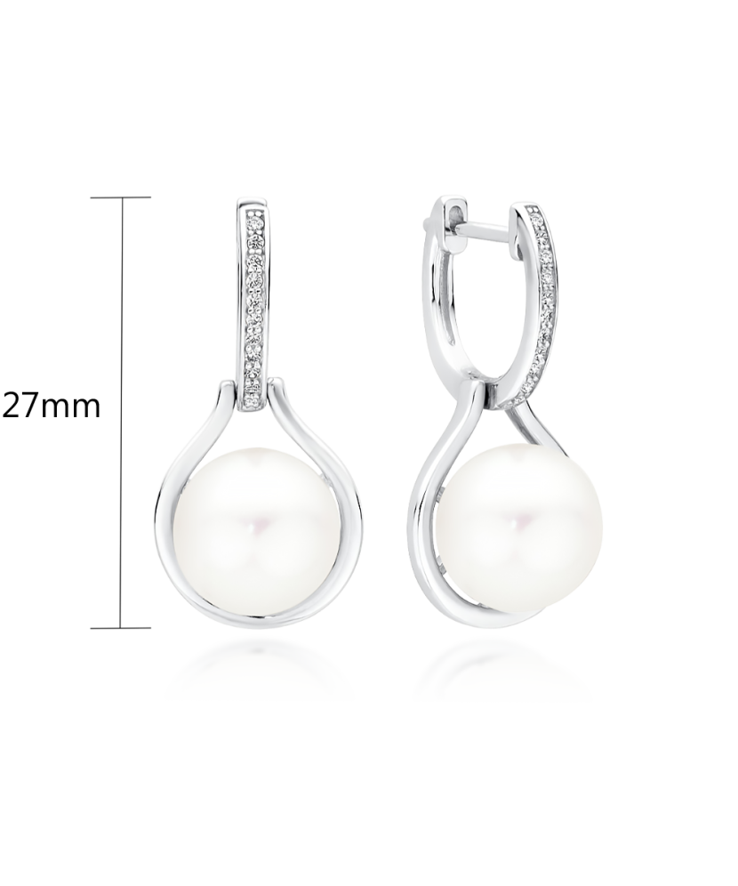 Sterling silver earrings with pearls and zircons