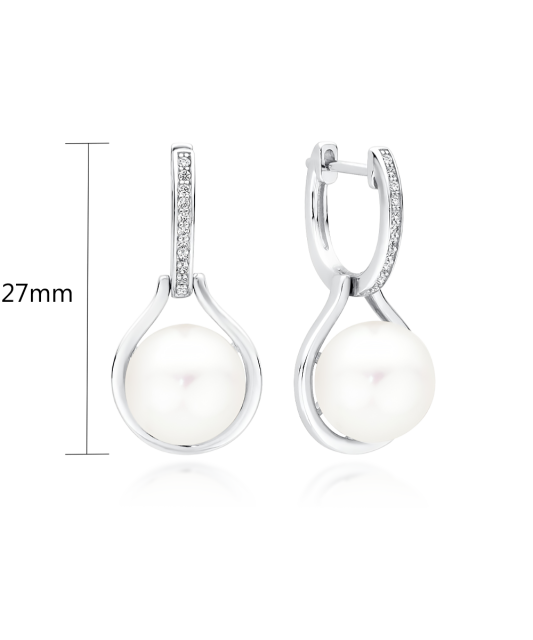 Sterling silver earrings with pearls and zircons