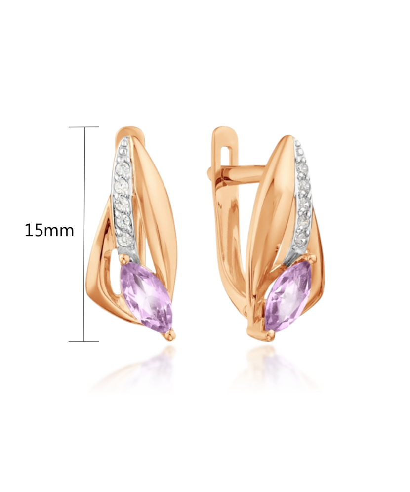 Auksiniai auskarai su ametistais ir cirkoniais  - Goldinga