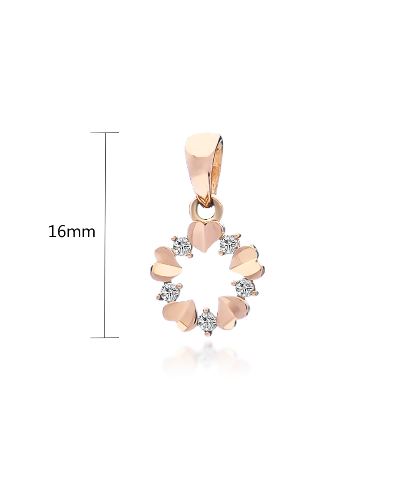 Gold pendant with zircons "Wreath of hearts"