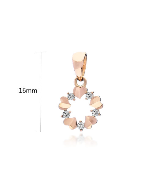 Gold pendant with zircons "Wreath of hearts"