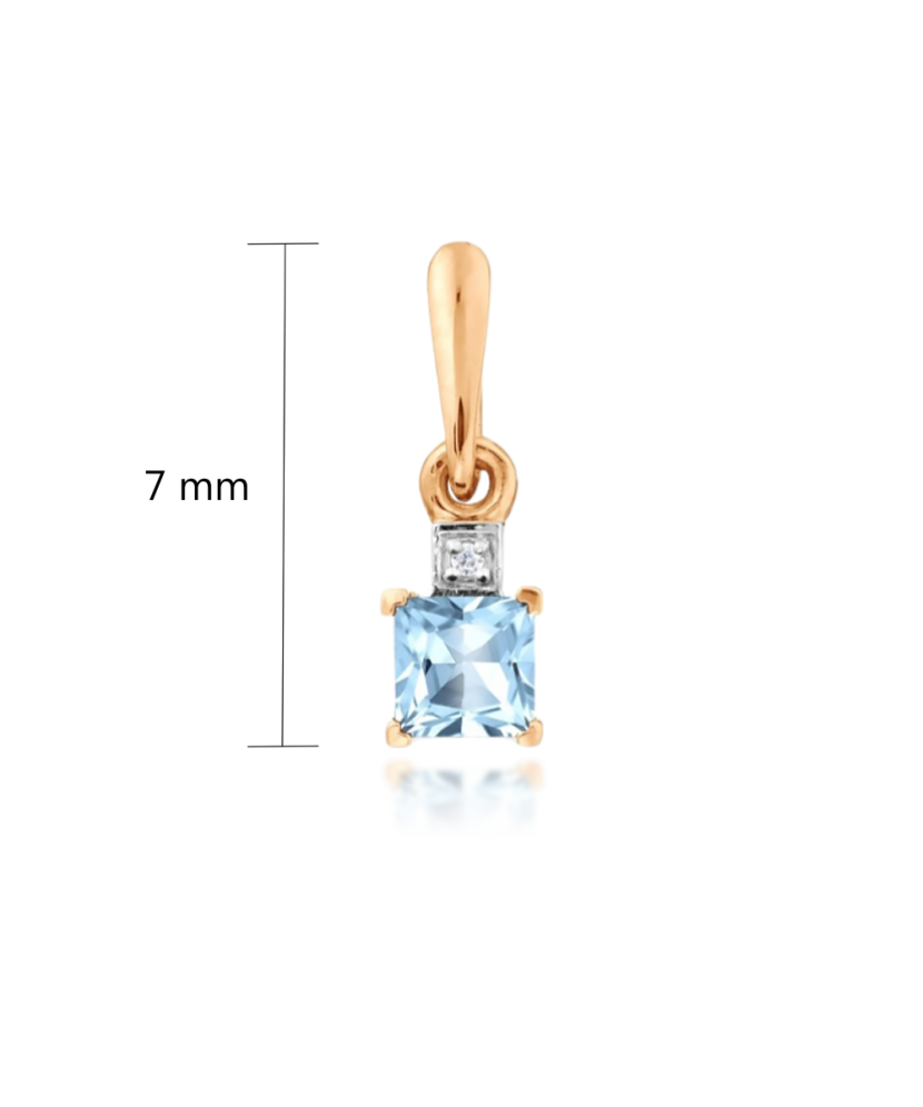 Gold pendant with london topaz and zircons