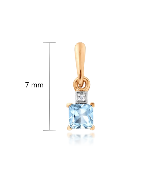 Gold pendant with london topaz and zircons