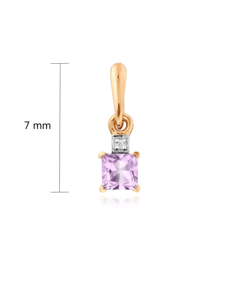 Gold pendant with amethyst and zircons