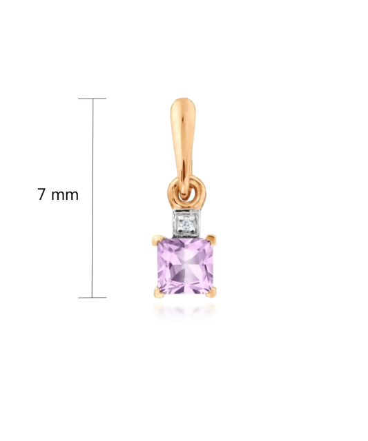 Gold pendant with amethyst and zircons