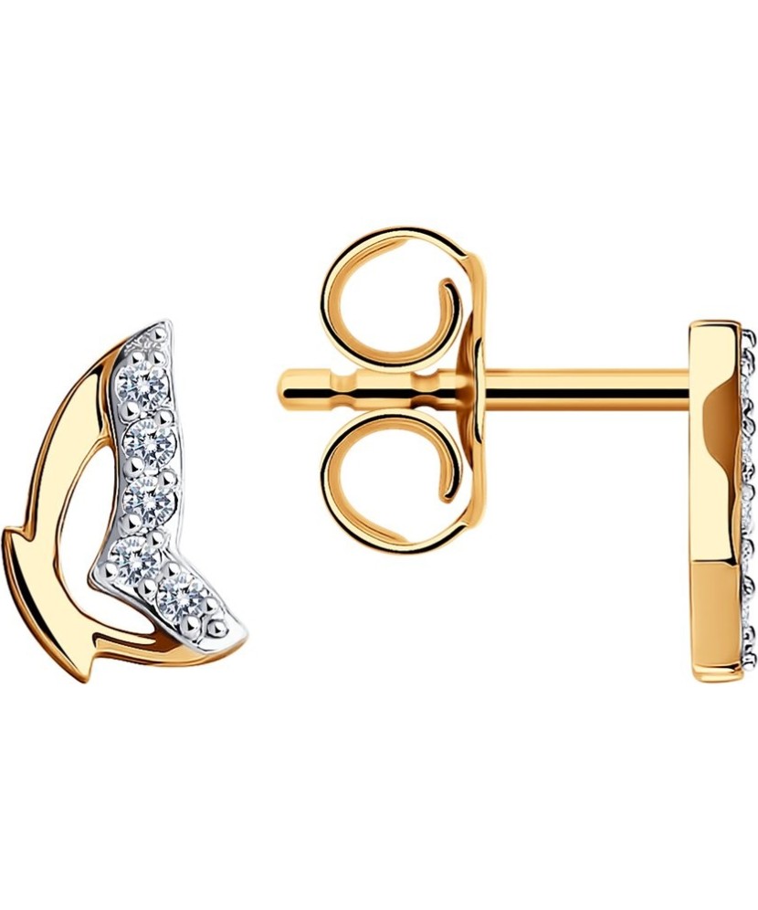 Gold earrings with zircons