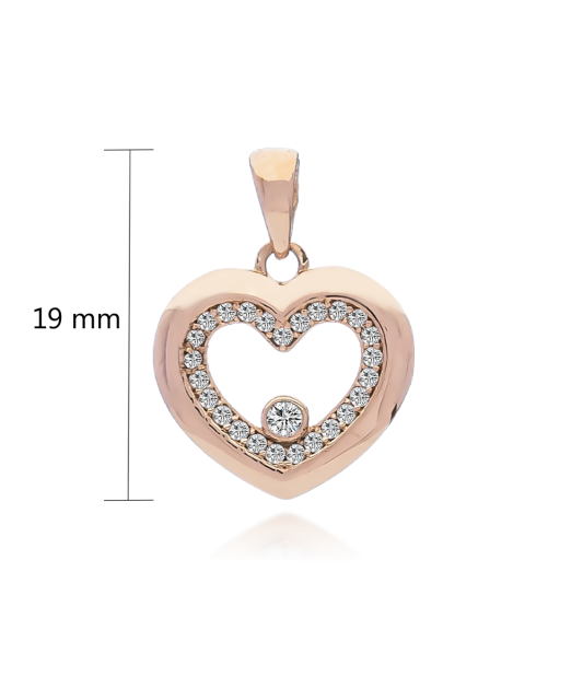 Gold pendant with zircons "heart"