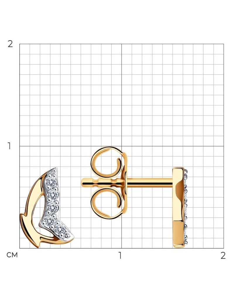 Gold earrings with zircons