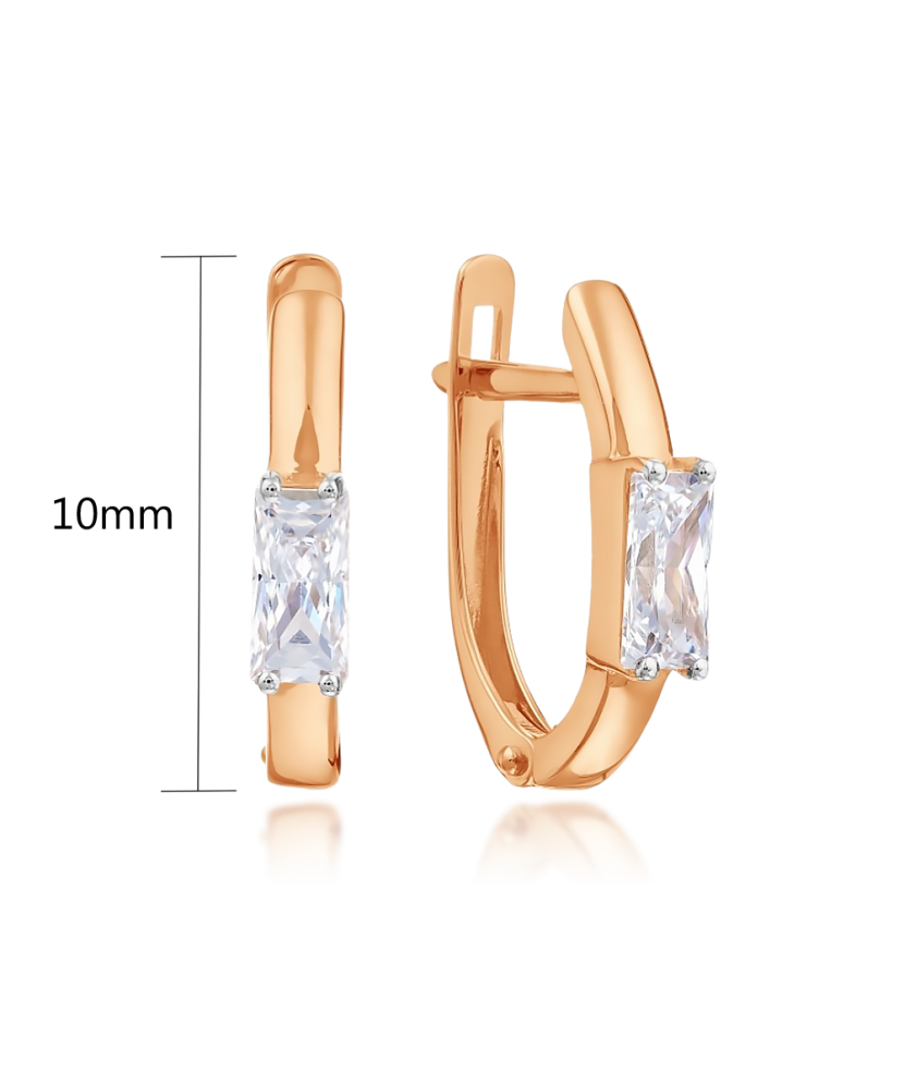 Gold earrings with zircons