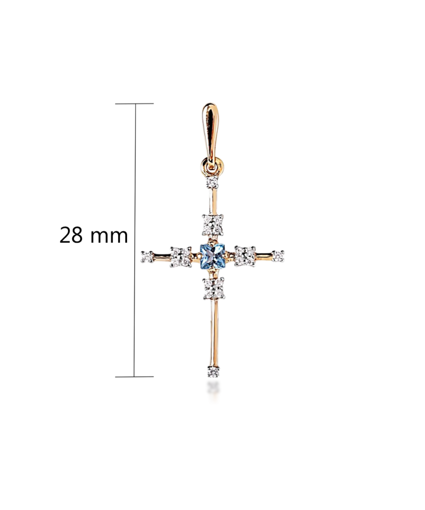 Gold pendant with topaz and zircons