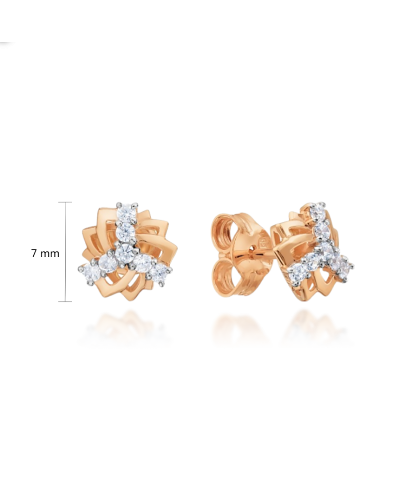 Gold earrings with zircons