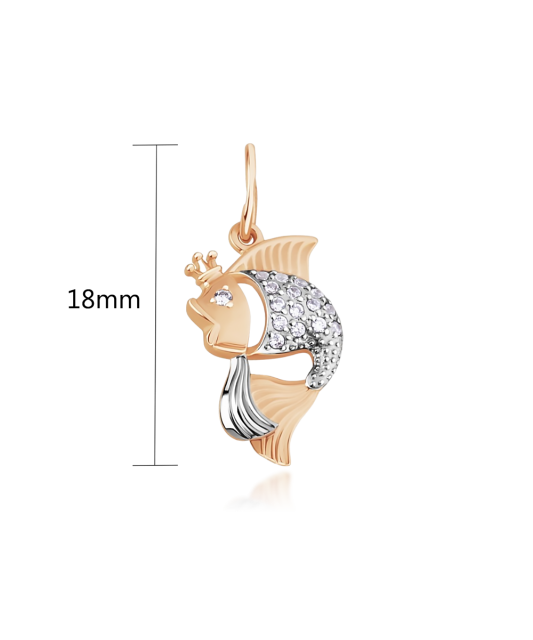 Gold pendant with zircons "fish"