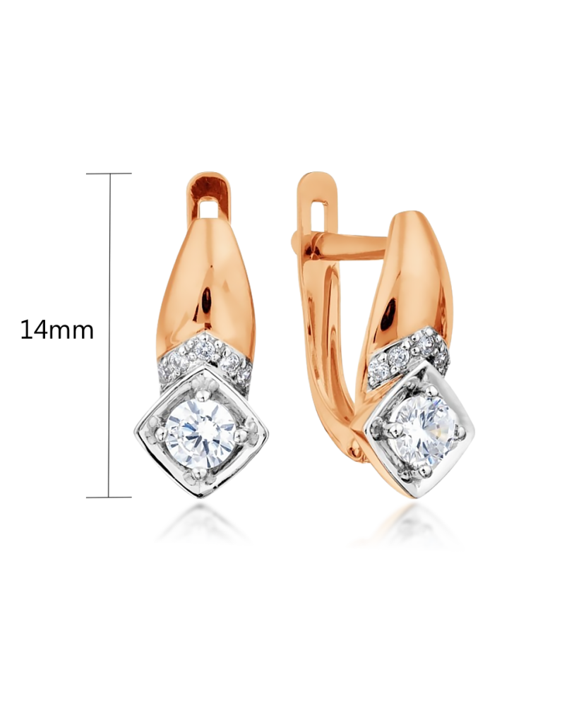 Gold earrings with zircons